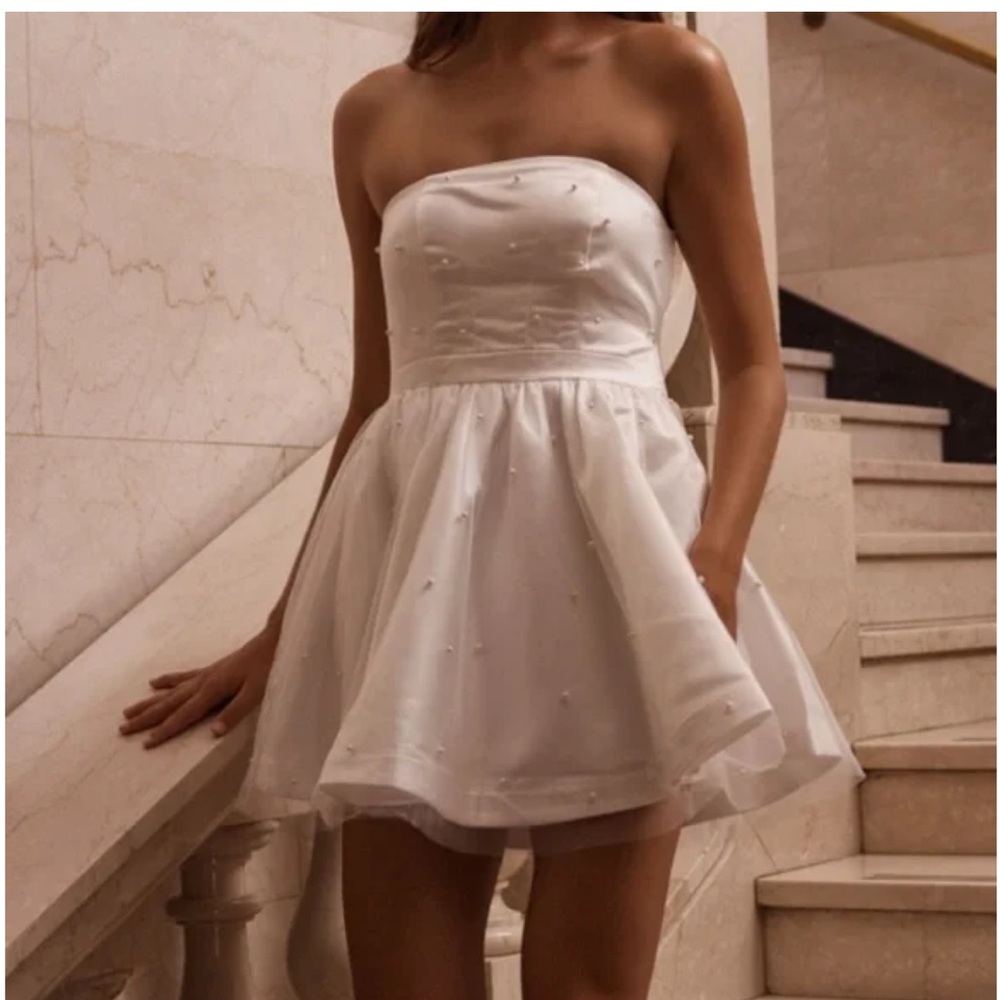 Showpo White Strapless Dress for Special Occasions